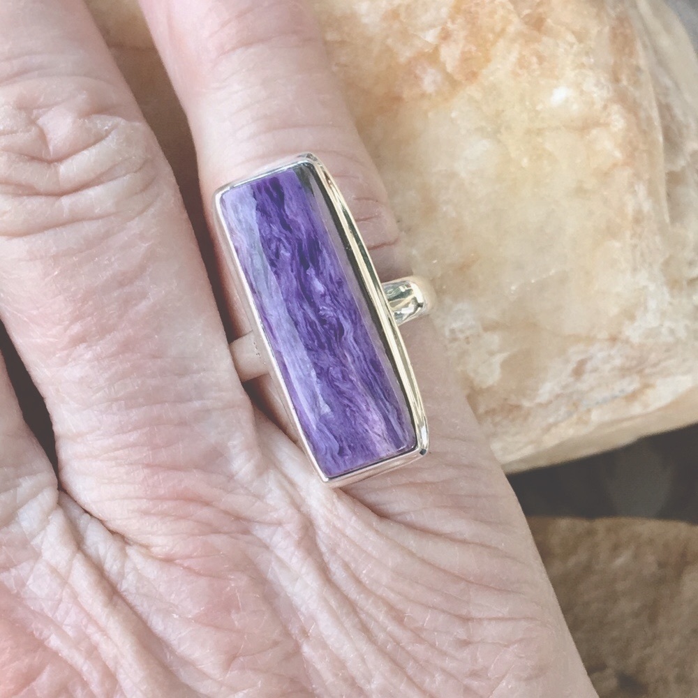 Siberian Charoite 925 sterling silver ring 6 NWT - Picture 7 of 7